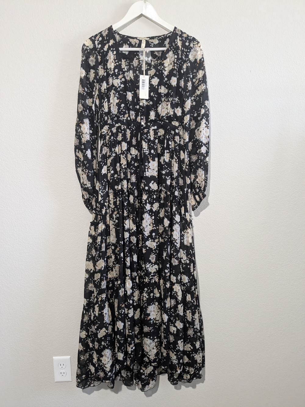 Spell And The Gypsy Gypsy Dancer Caviar Long Sleeve Maxi Dress Gown NWT XS